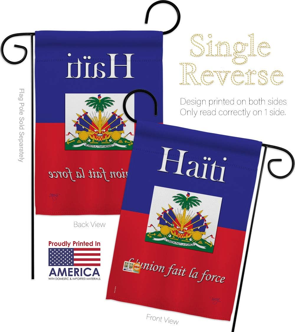 Haiti Garden Flag Set Wall Holder Regional Nationality Nation International World Country Particular Area Small Decorative Gift Yard House Banner Made In USA 13 X 18.5