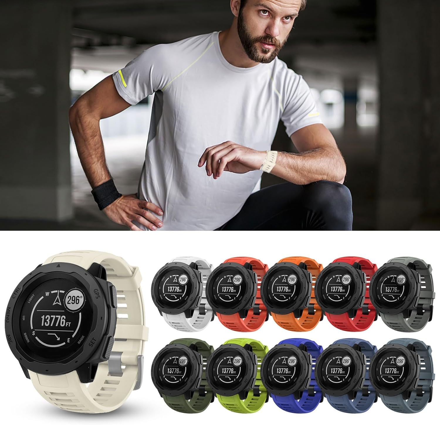 for Garmin Instinct Watch Bands Replacement, Soft Silicone Strap Compatible with Garmin Instinct 2/ Solar/Tactical