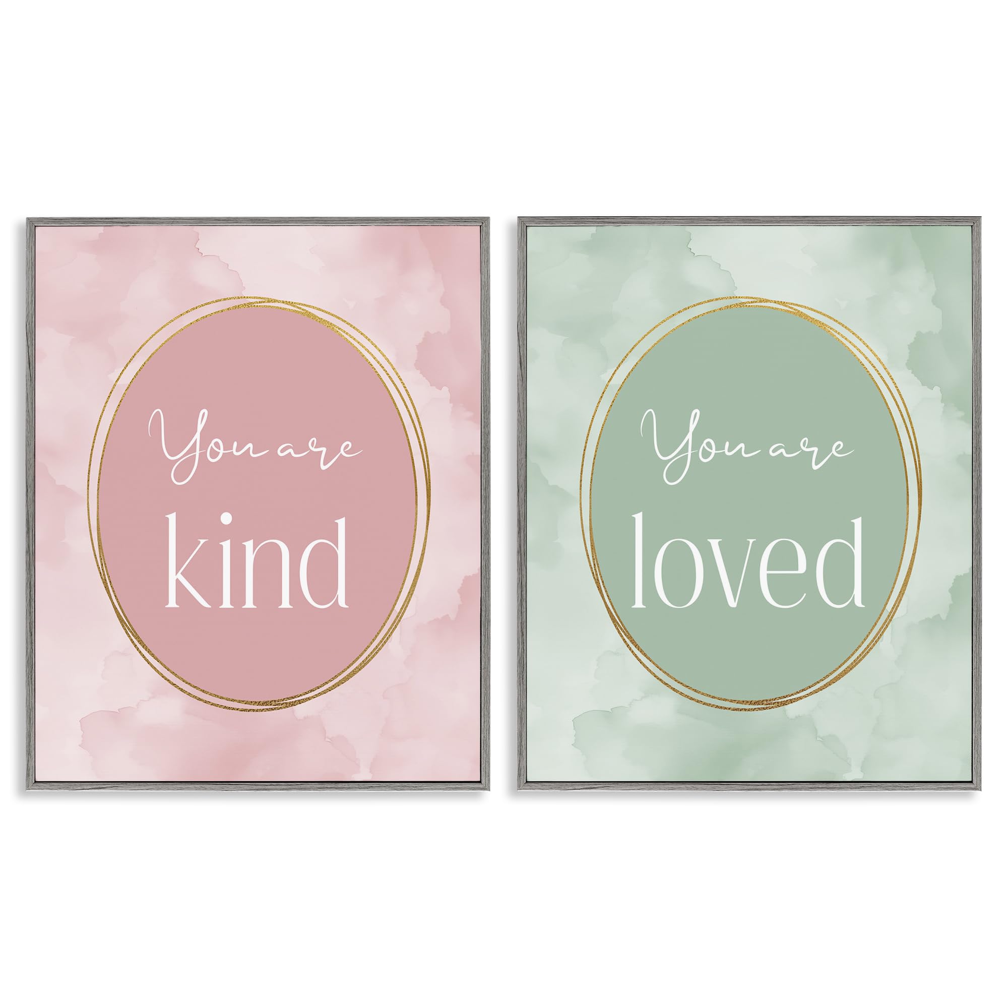 'Pastel Golden Affirmations'| 2pc Framed Giclee Art Set 2