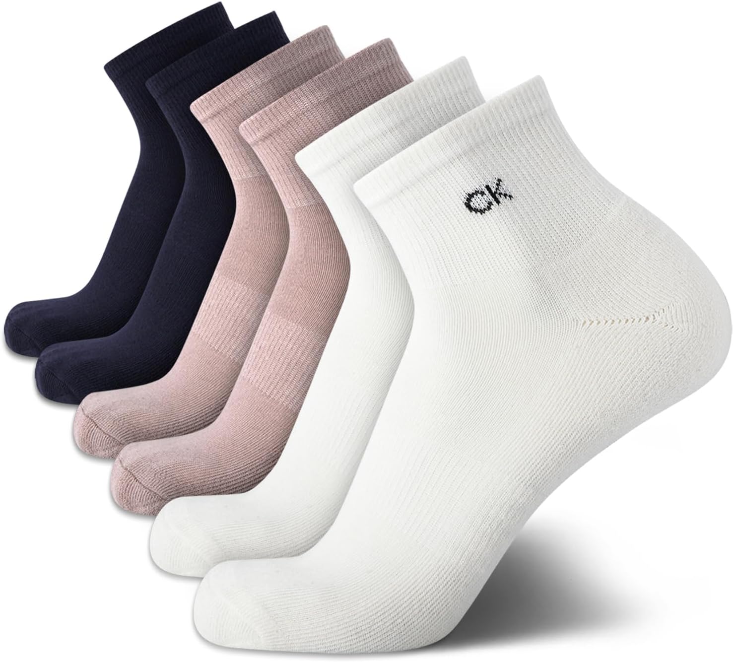 Calvin Klein Mens Quarter Socks - 6 Pack Cushioned Mini Crew Athletic Socks for Men, Ideal for Running, Sport, and Hiking