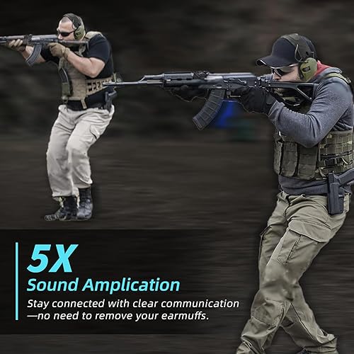 Miniatura 6 de ZOHAN Electronic Shooting Ear Protection with 5X Sound Amplification & NRR 23dB for Huntng Gun Range