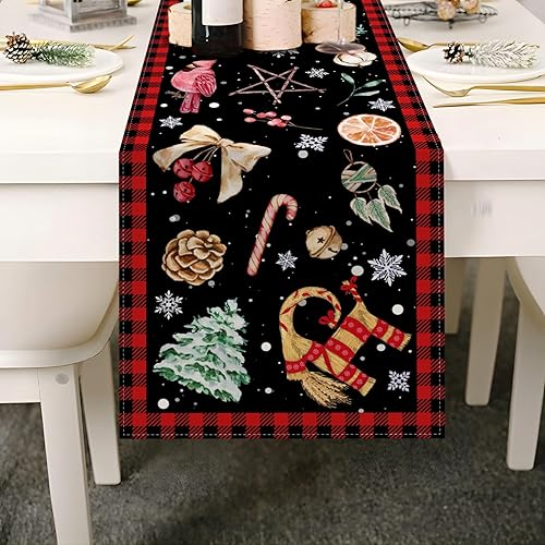 Miniatura 4 de Nepnuser Yule - Camino de mesa pagano para decoración de Navidad, solsticio de invierno, vacaciones, hogar, cocina, comedor (13 x 108 pulgadas)