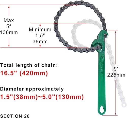 Miniatura 2 de Llave de correa de cinturón de cartucho multiusos, correa ajustable de capacidad de 19.7 pulgadas y mango de acero de 8.46 pulgadas