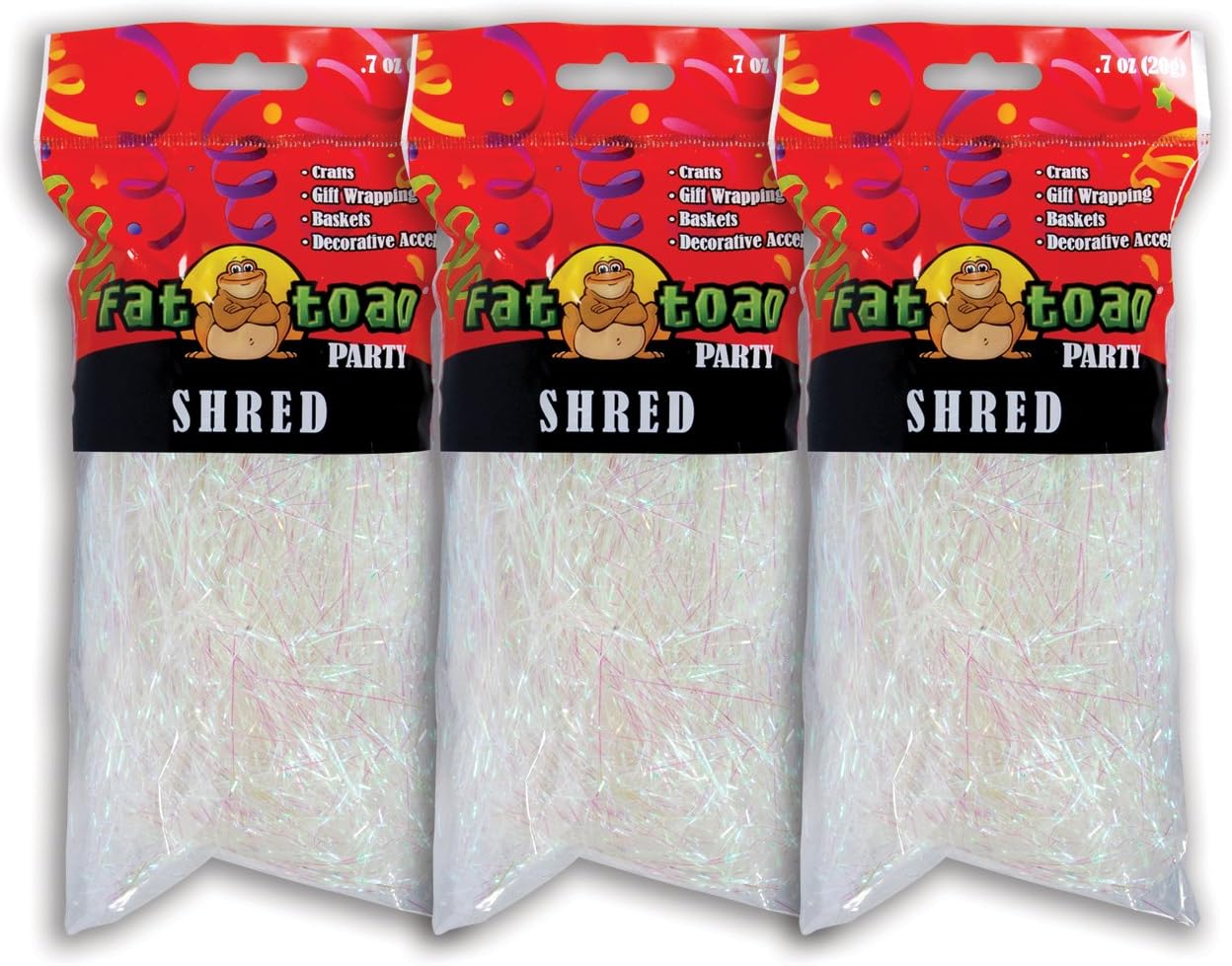 Iridescent Fine Shred for Gift Wrapping & Basket Filling, 0.7 Ounces, 3 Pack, Fat Toad