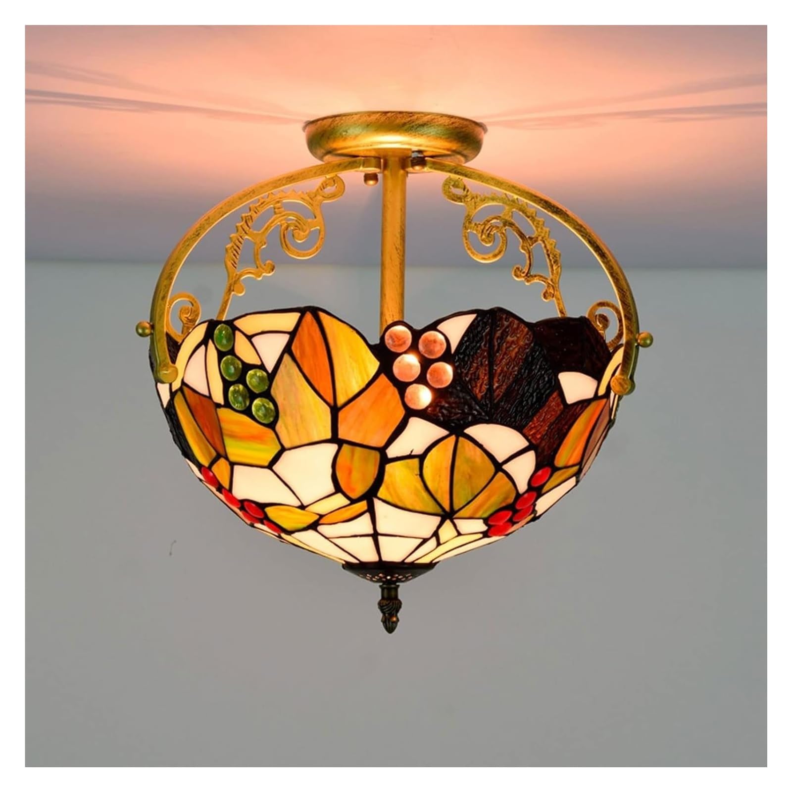 RWRAPS Lustre en Verre Feuille Verte Suspension plafonnier luminaire pour Salle à Manger île Chambre E26/E27