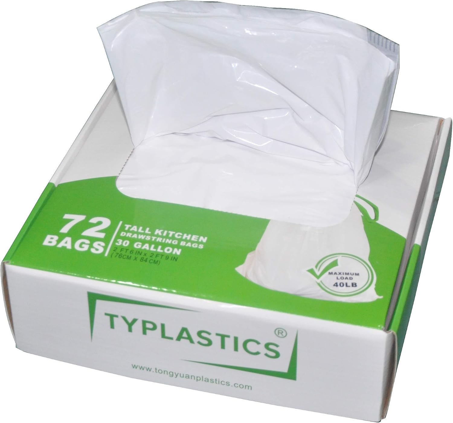 TYPLASTICS 30 Gallon Drawstring Trash Bags - Multipurpose Indoor Outdoor Large Garbage Bag