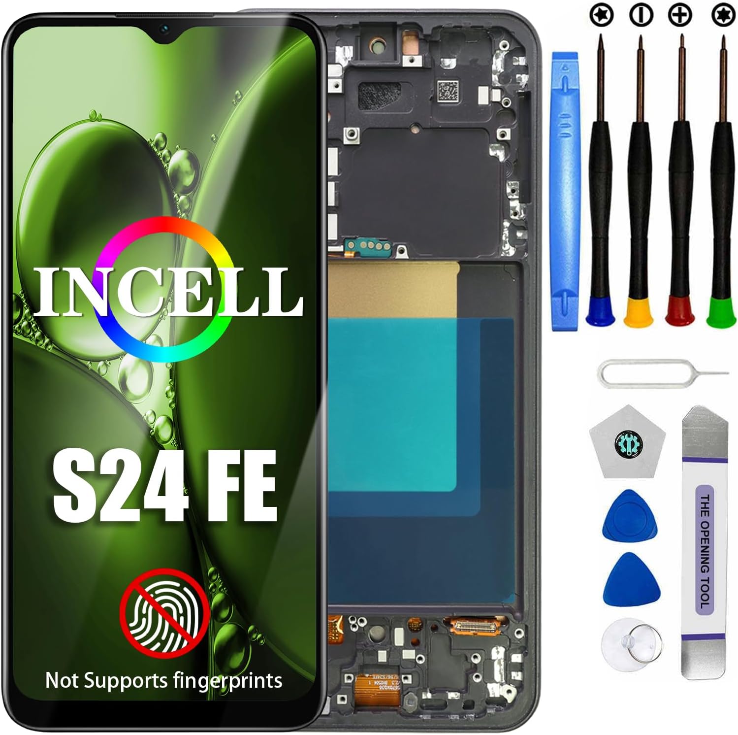 for Samsung Galaxy S21 FE Screen Replacement S21 FE 5G SM-G990U G990W G990B G990E Incell Screen Replacement LCD Display digitizer Touch Screen Assembly with Tools (Black with Frame)