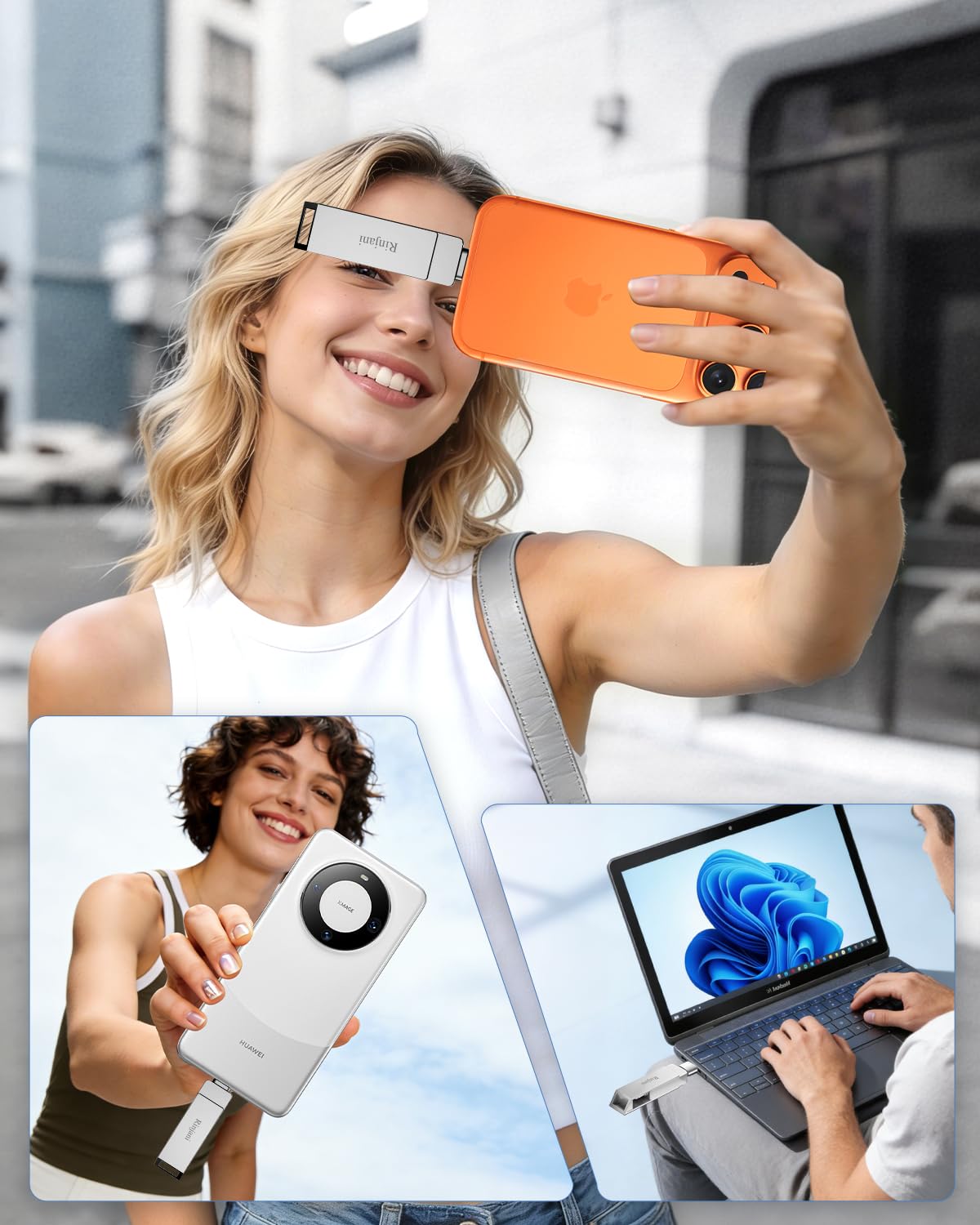 [Ohne App]USB Stick 256GB für iPhone,USB C Stick,Lightning,MFi-Zertifiziert | 3-in-1 Speicherstick für iPhone,iPad,OTG Android Handy,Mac,PC,USB 3.0 Flash Drive Externer Speicher für Fotos,Videos,Dateien