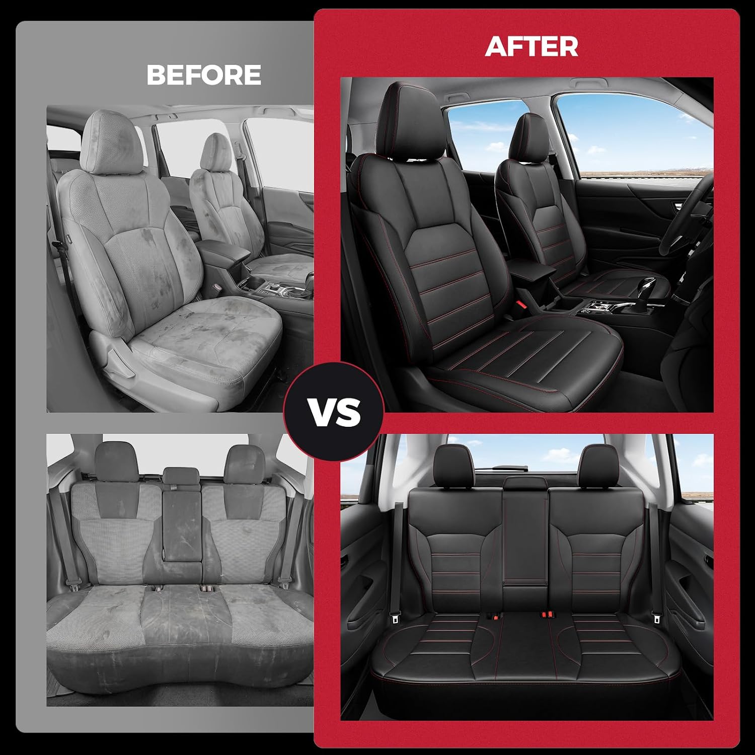 FREESOO Custom Fit Forester Seat Covers 2019 2020 2021 2022 2023 2024 Full Set, Waterproof Faux Leather Car Seat Covers for Subaru Forester Accessories, Front Rear Seat Protector with Armrest Cover