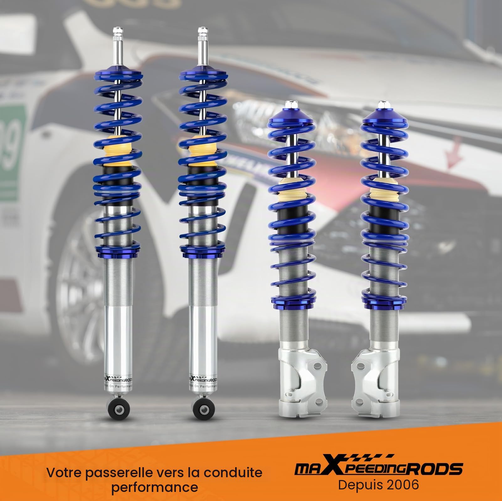maXpeedingrods Kit de suspension combinés filetés bleus pour VW Golf 2 et Golf 3