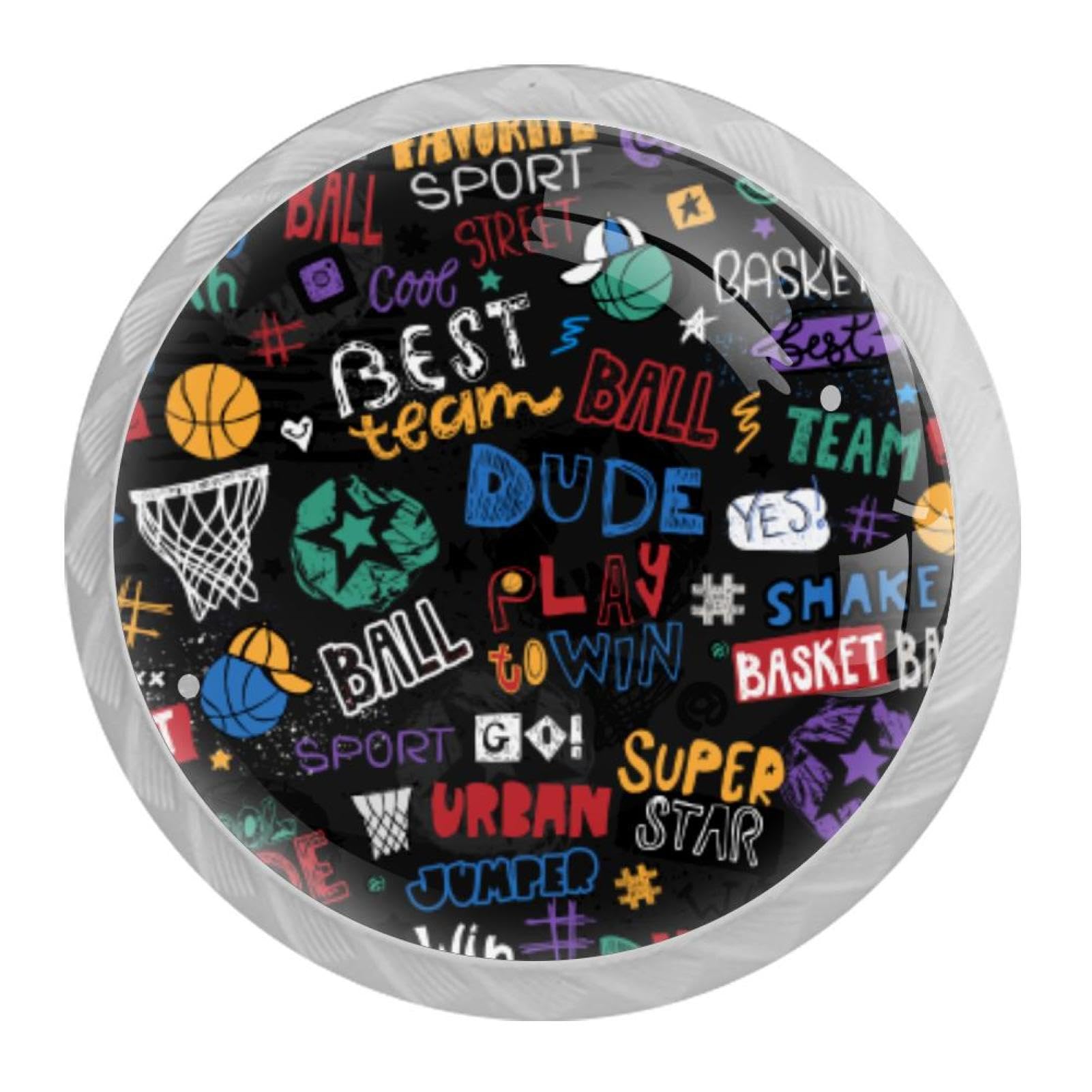 Tqmspg 4 Pieces Drawer Pulls Sports Basketball Door Knobs Dresser Handles for Kitchen Wardrobe Cupboard Hardware Furniture