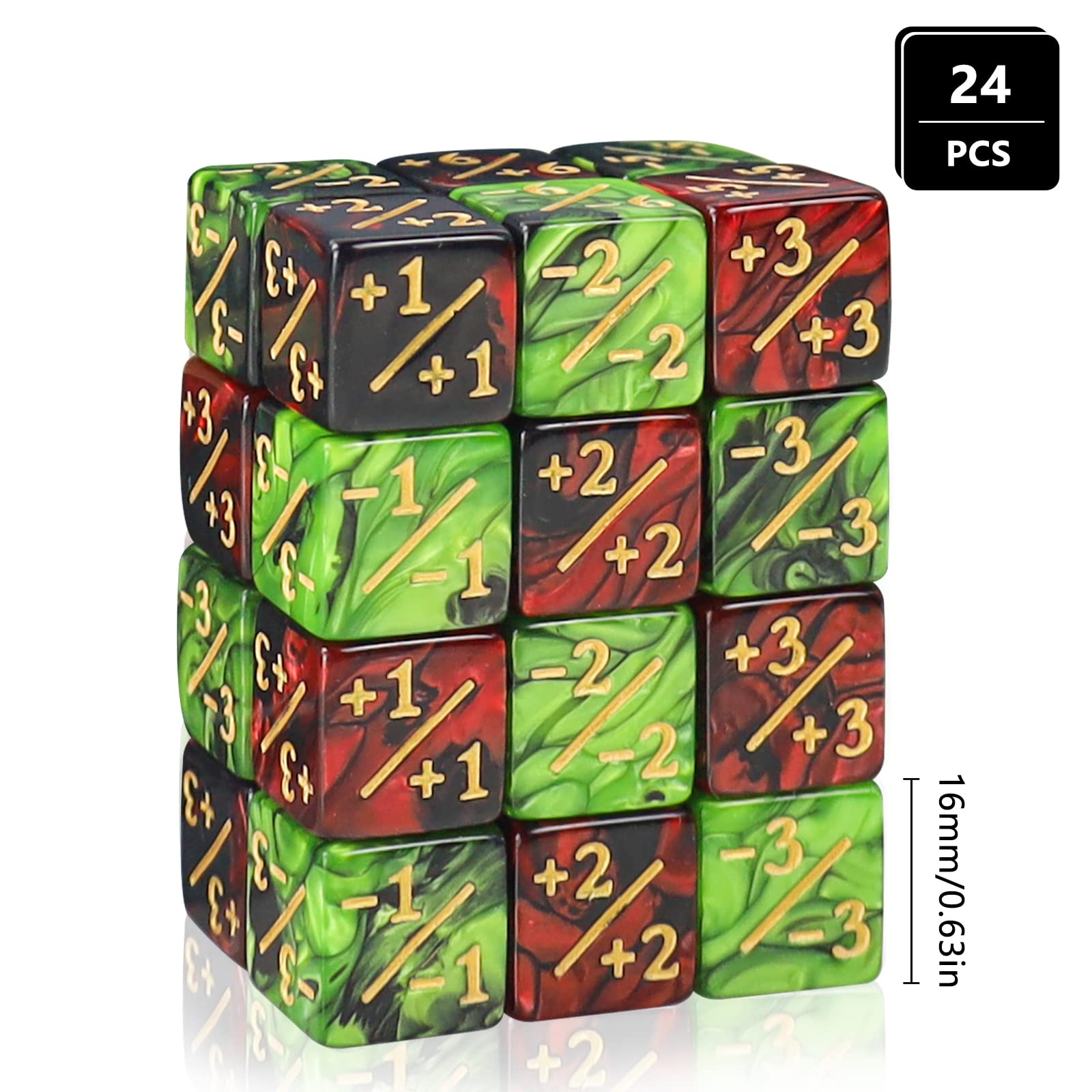 24 Pieces MTG Dice Counters Token Dice, Magic The Gathering Glitter Sparkle Dice, Loyalty Dice Starry Marble D6 Dice Cube Compatible with MTG, CCG, Card Gaming Accessory (Type 2) 1