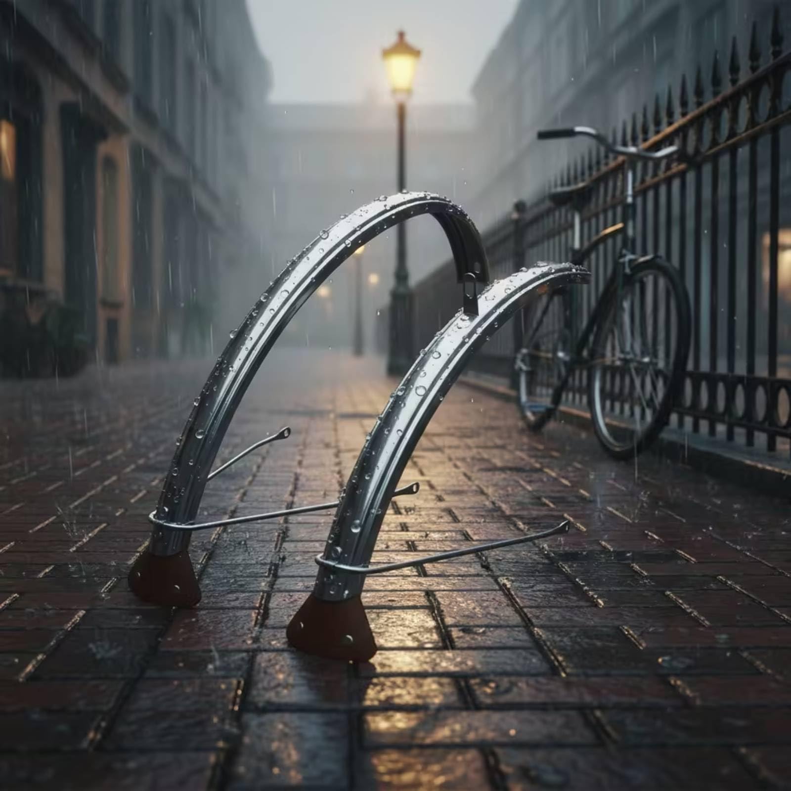 MERIGLARE Fahrrad Schutzblech Set Schutzbleche Kotflügel Schmutzfänger aus Poliertem Edelstahl mit Reflektierender Oberfläche Und Stabilen Streben für, Ohne Schmutzfänger