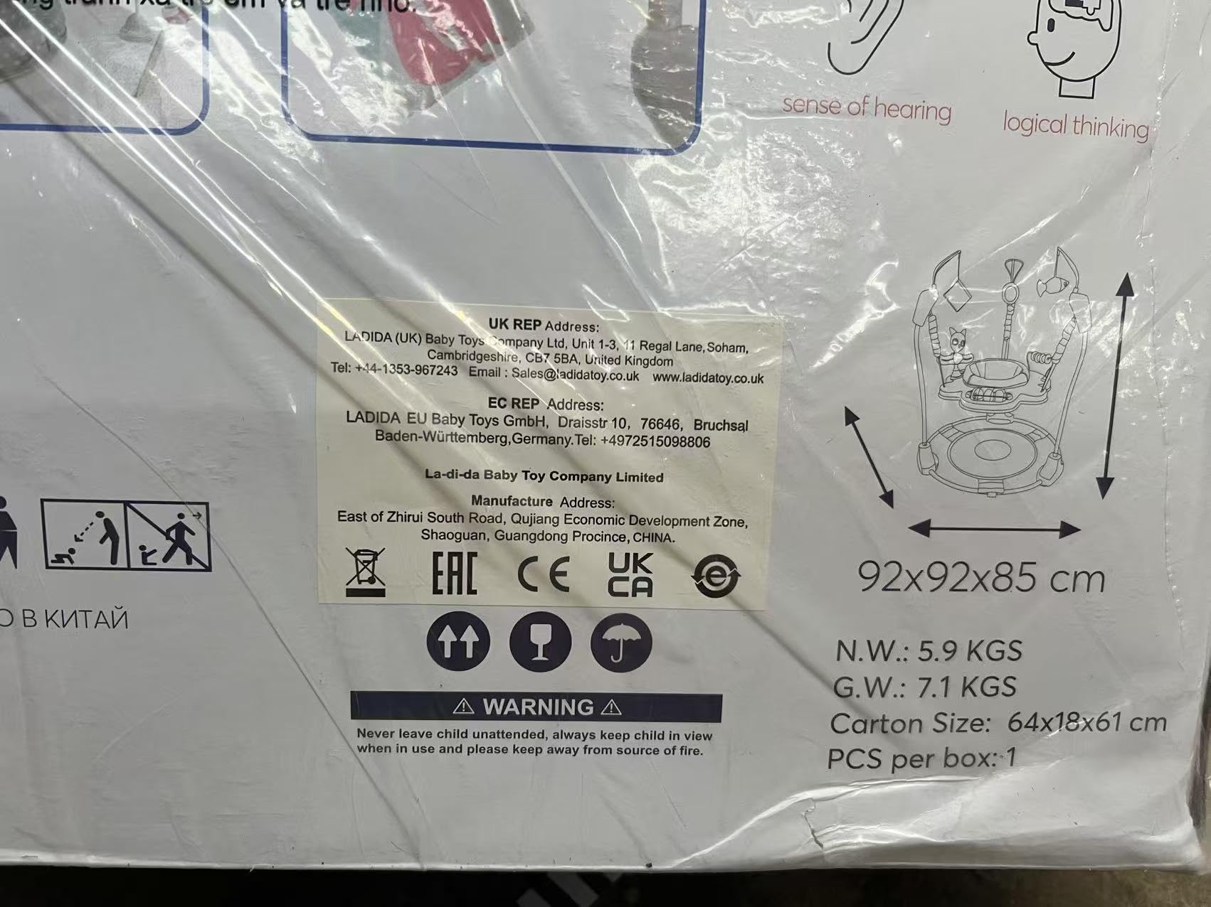 LADIDA Stationary Jumper Jumperoo Aktivitätszentrum für Babys mit interaktivem Spielzeug, 360° drehbarer Sitz, Musikspielzeug und Höhenverstellbar (Space Tour Grey)
