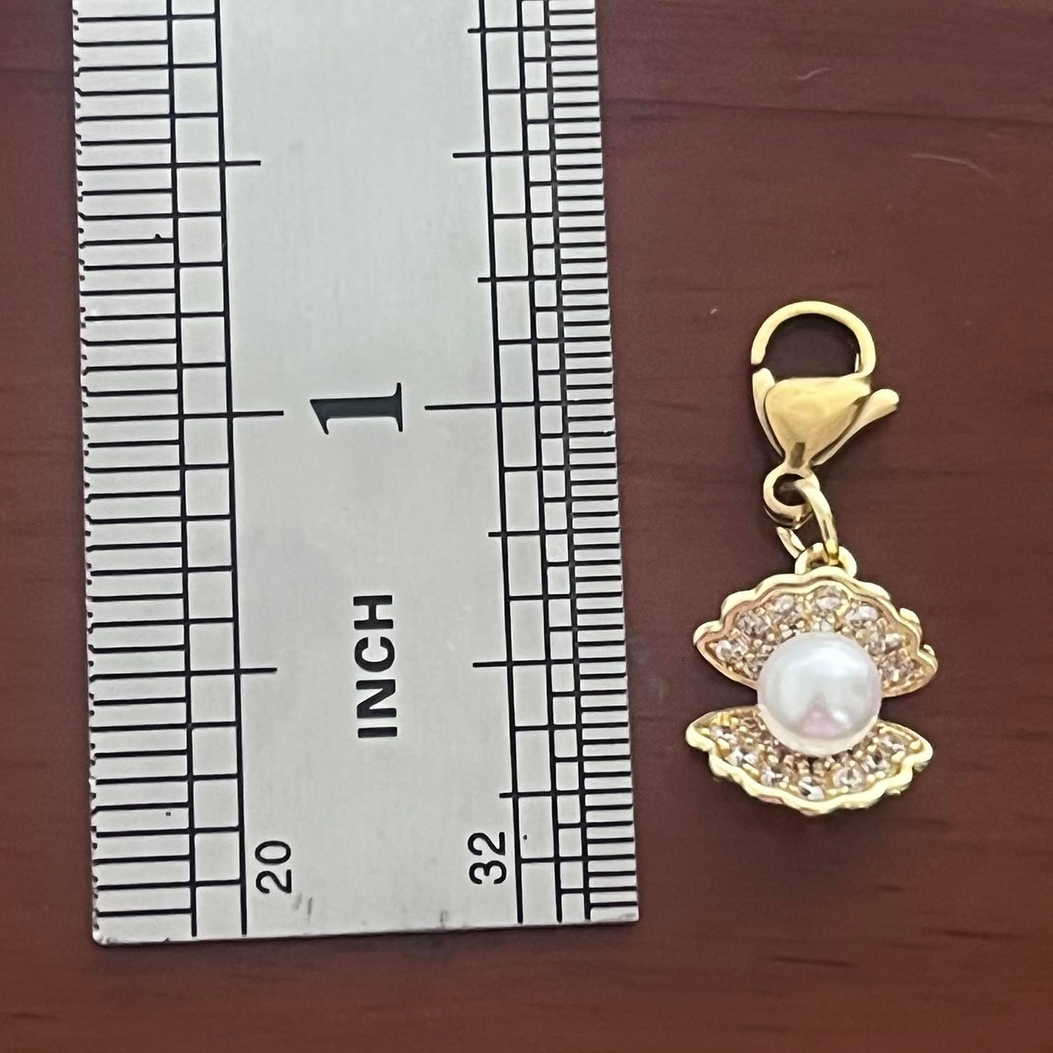 AMOBESTER Cubic Zirconia Pearl Shell Clasp on Charms Gold-Plated Sea Theme Pendant Summer Jewelry for Necklace and Bracelet