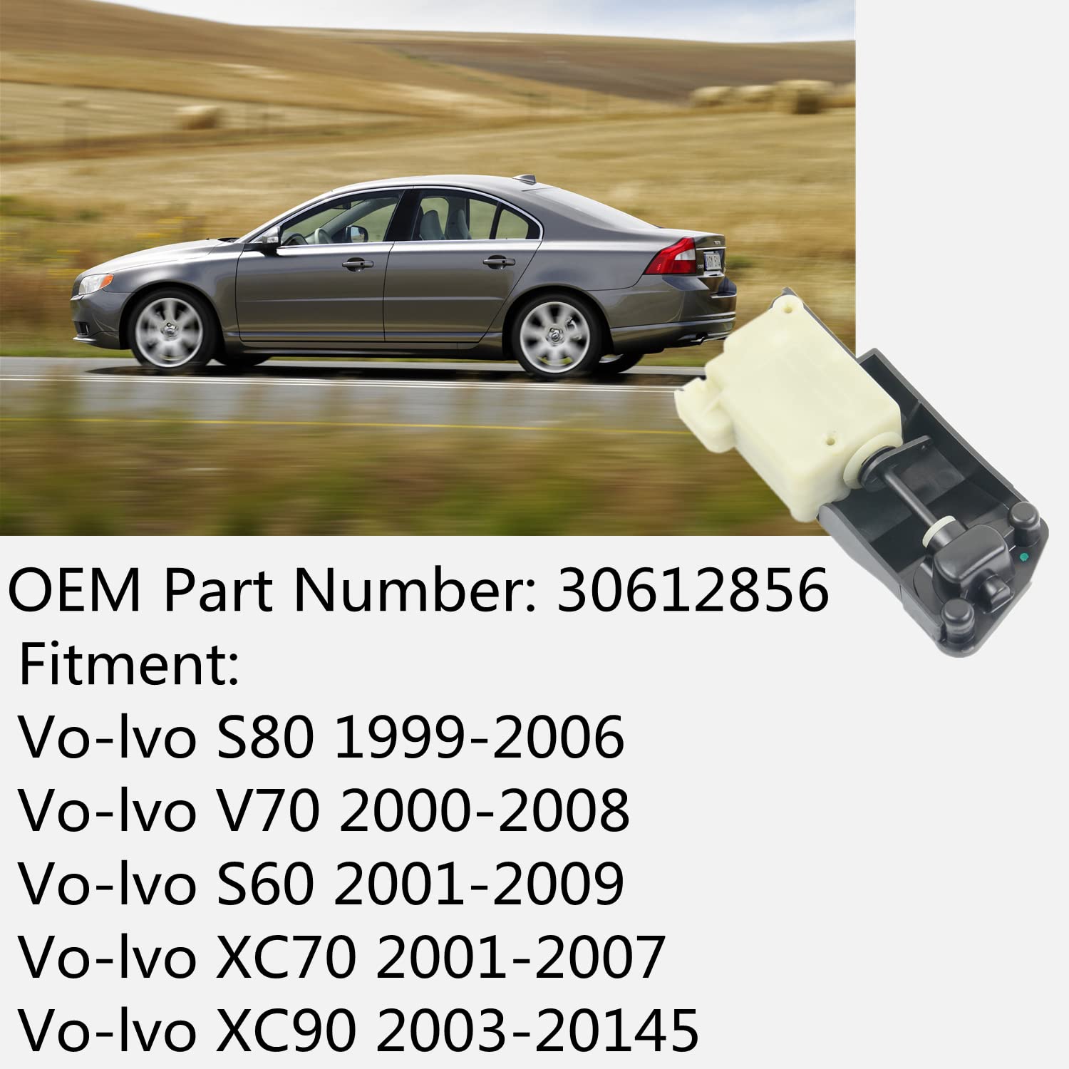 30612856 Remplacement du moteur de solénoïde de volet de remplissage de carburant pour S80 1999-2006, V70 2000-2008, S60 2001-2009, XC70 2001-2007, XC90 2003-2014 Moteur/serrure de volet de carburant