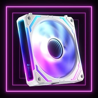 AsiaHorse COSMIQ 120MM ARGB PC Case Fan 1 Pack Daisy Chain Infinity Mirror Design, FDB Bearing 2000 RPM High Airflow 68.5 CFM Quiet 4-Pin PWM & 5V 3-Pin RGB Sync White
