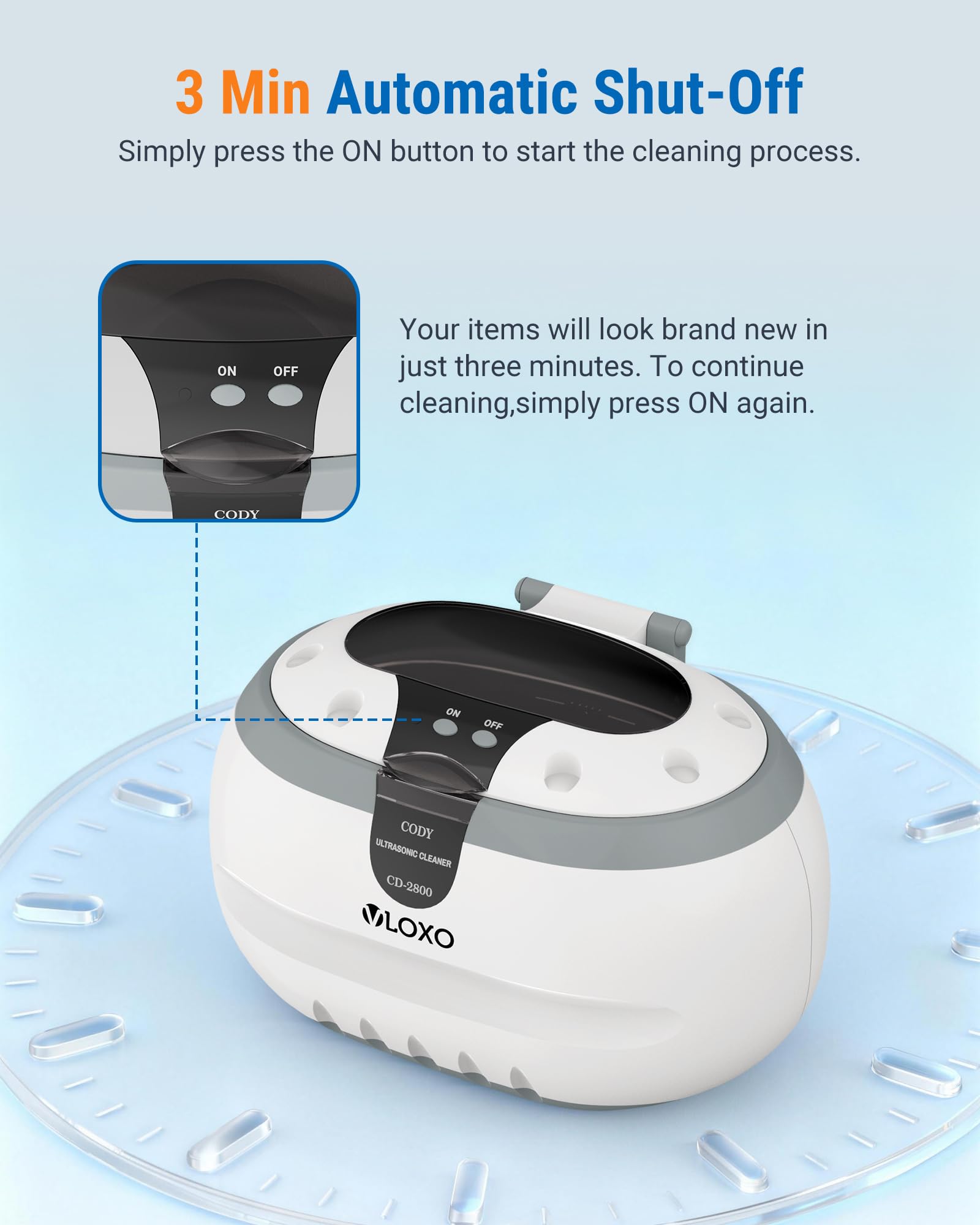 VLOXO Nettoyeur Ultrasons 50W, 42KHz Ultrasonic Cleaner Professionnel, 600ML Bac Ultrason avec Support et Panier pour Bijoux, Lunettes, Montres, Prothèses Dentaires, Tête de Rasoir