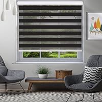 Vista 1 de Persianas horizontales de cebra personalizadas y sin cordones, persianas enrollables de doble capa, transparentes o con control de luz de privacidad