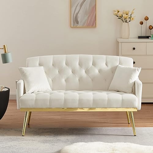 Antetek Silla tapizada de terciopelo, moderna sillón individual con patas de metal dorado, silla de lectura copetuda para sala de estar, dormitorio,