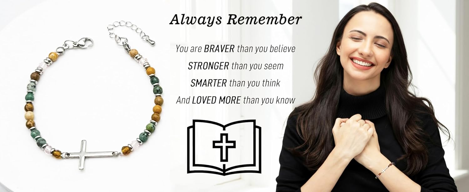 Dczosily Cross Bracelet for Women, Christian Gifts for Women,Confirmation Baptism Easter Gifts,Friendship Bracelets,Best Friend Birthday Gifts for Women, Unique Christmas Gifts for Friends - Image 5