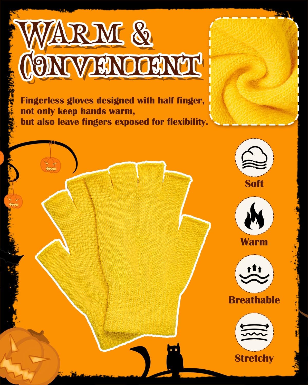 Century Star Fingerless Gloves for Women Men Winter Half Finger Touchscreen Warm Knit Stretchy Adults Gloves for Typing