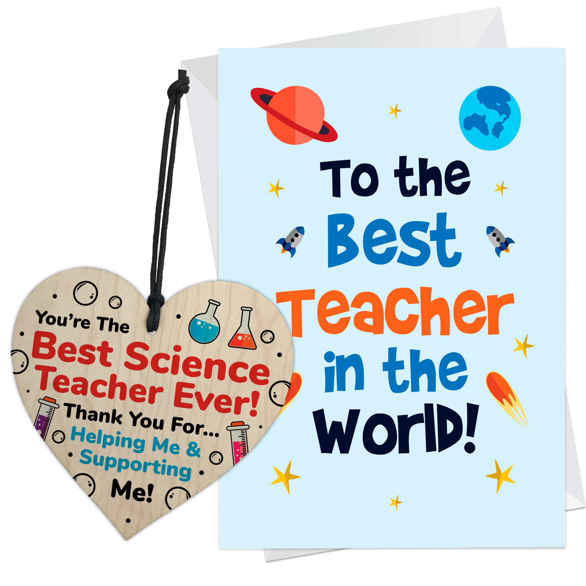 RED OCEAN Appreciation Card And Gift For Science Teacher Thank You Gift Wood Heart Teacher Gifts Leaving School Gift