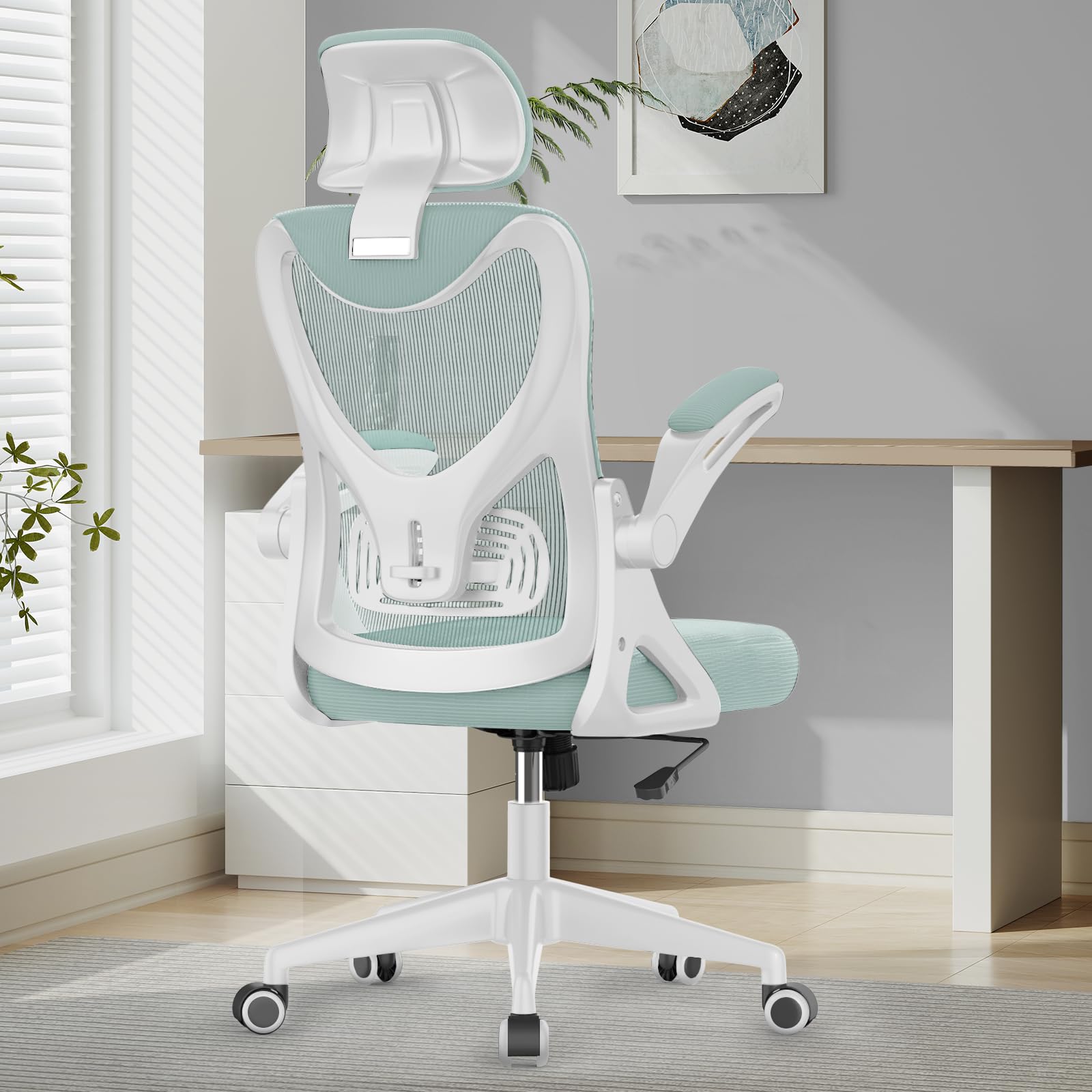 YONISEE Office Chair - Ergonomic Desk Chair with Lumbar Support Headrest Adjustable, Padded Flip-up Armrests Comfy Seat Cushion High Back Executive Manager Chair For Home Office — image 1