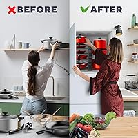 Vista 6 de Pots and Pans Organizer Under Cabinet - 8-Tier Adjustable Pan Organizer Rack for Cabinet - Heavy-Duty Pot & Pan Organizer - Perfect to Store Pots