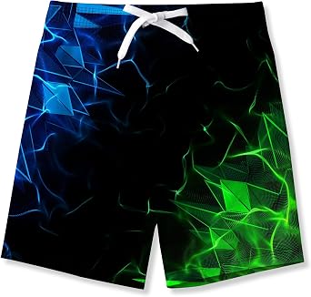 Idgreatim Boys Swim Trunks Quick Dry Shorts with Mesh Liner Size 6-14 | Kids Swimwear with drawstring and pockets, Breathable fabric, Swimsuits for water park, swimming pool, beach, casual daily