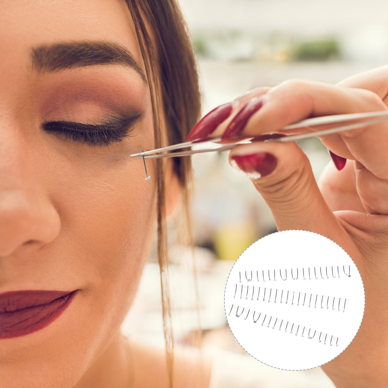 Tofficu 5 Pezzi Ciglia Finte Brillantini in Nailon Nere per Feste e Halloween, Estensioni Ciglia Scintillanti Decorazioni Strass per Look Elegante e Versatile
