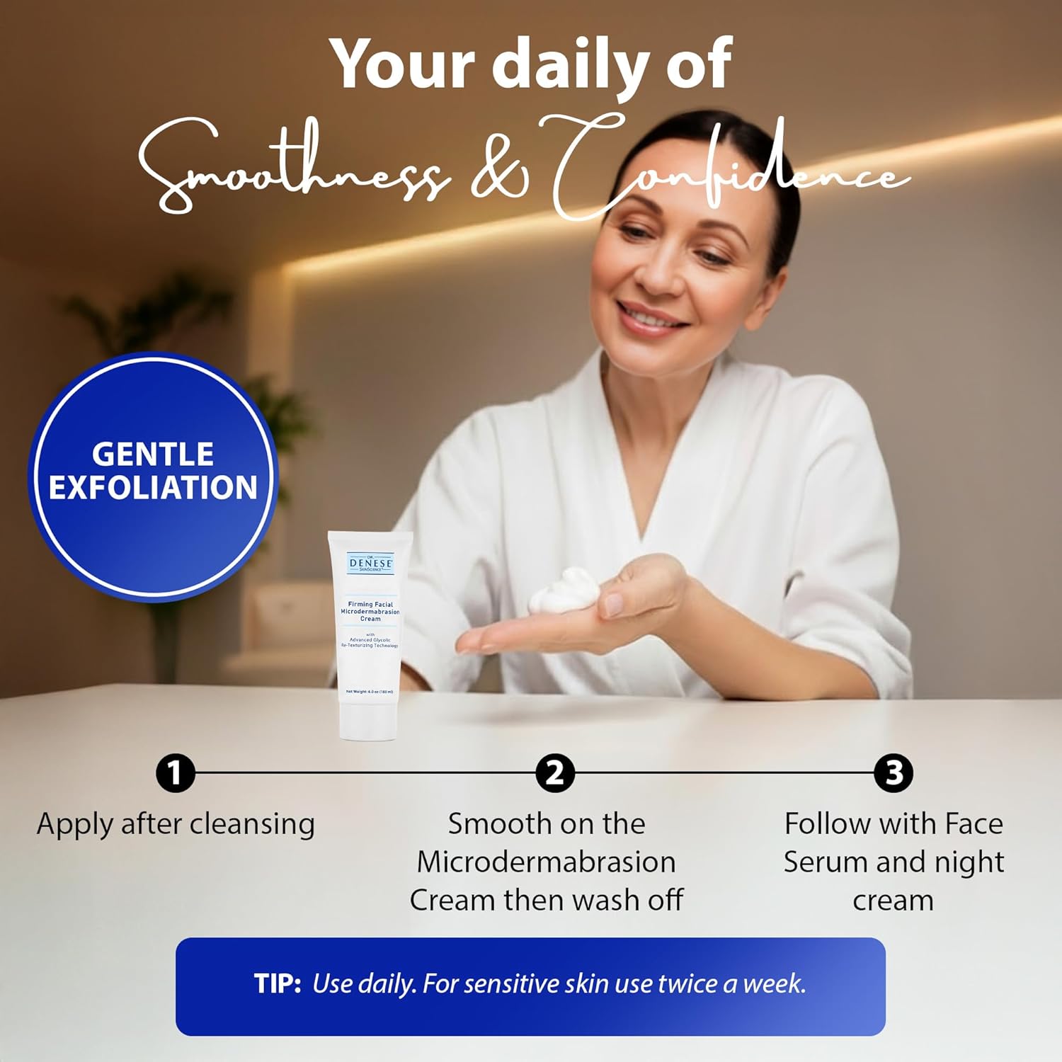 Dr. Denese Firming Facial MicroDermabrasion Cream 6 oz – With Advanced Glycolic Re-Texturizing Technology – Glycolic Acid, Jojoba Oil & Aloe Vera – Anti-Aging Exfoliant for Smooth & Radiant Skin