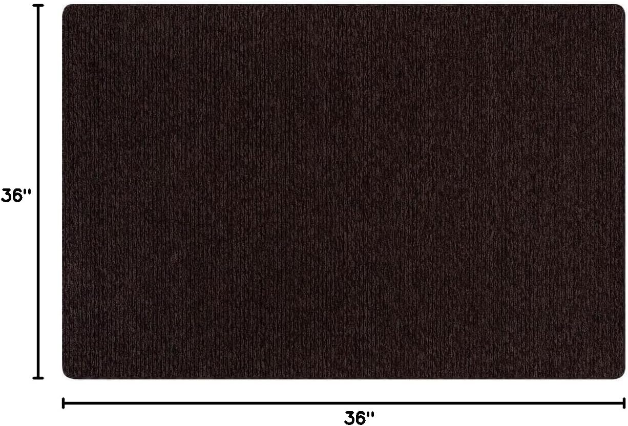 Luul Home Non Slip Brown Solid Rubber Back Thin Landing Mat for Staircase 3x3 for Entryway, Rug for Bathroom, Stain Resistant Easy Cleaning Non Shedding Carpet Brown 3 x 3