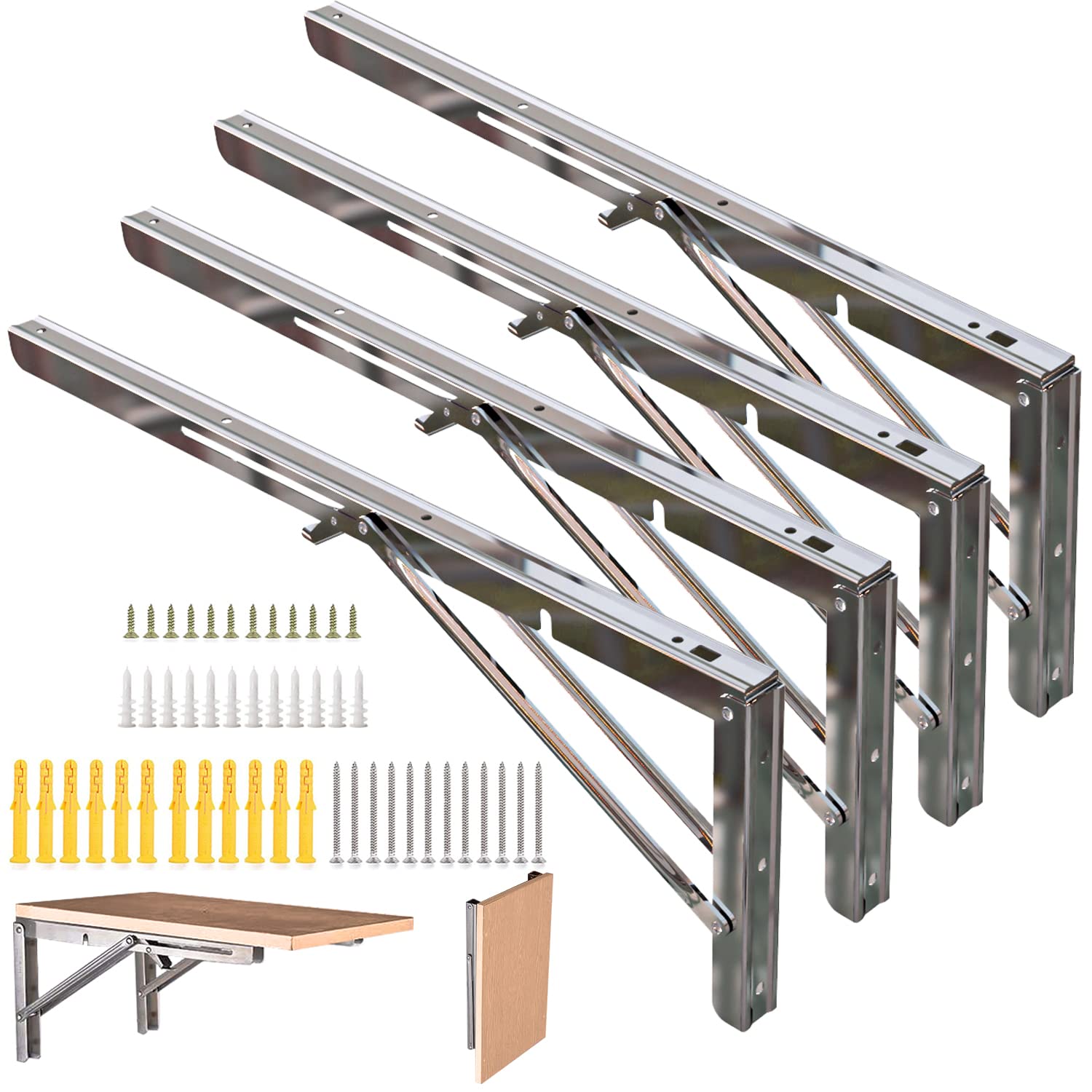 Buy Shelf Brackets, 4 PCS Folding Shelf Brackets Max. Load 330 lb