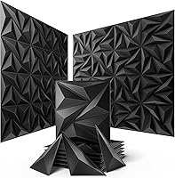 Vista 1 de Sonicism Paquete de 12 paneles de pared 3D piramidales de 0.7 x 11.8 x 11.8 pulgadas, corte creativo, paneles de pared de PVC para decoración