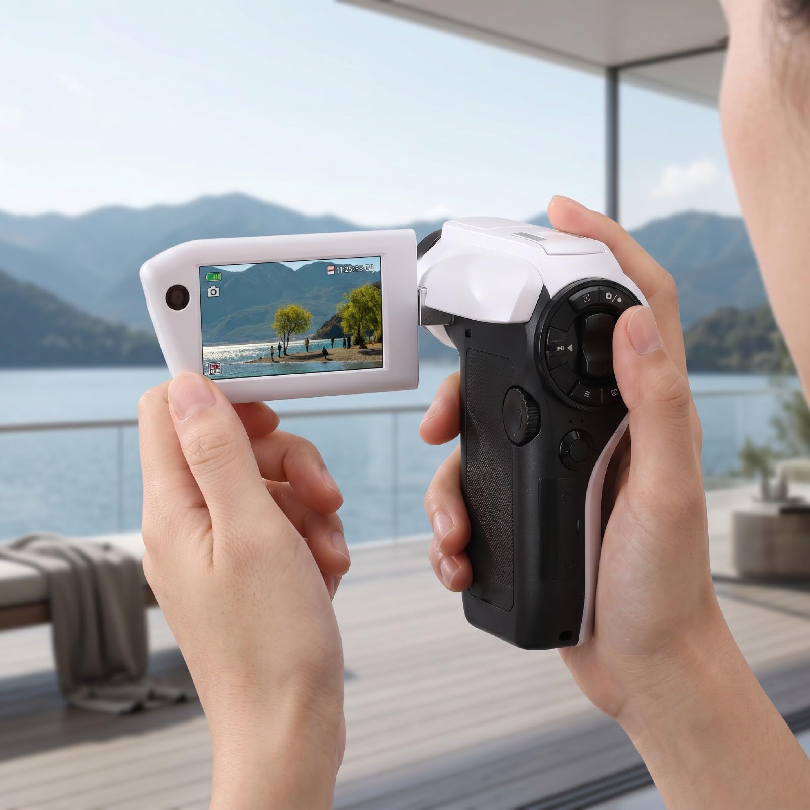 Videocamera 8K, Videocamera da 75 MP con Zoom Digitale 16X a Doppio Obiettivo con WiFi, Schermo da 3 Pollici, Visione Notturna, Telecomando, Due Batterie per la Registrazione di