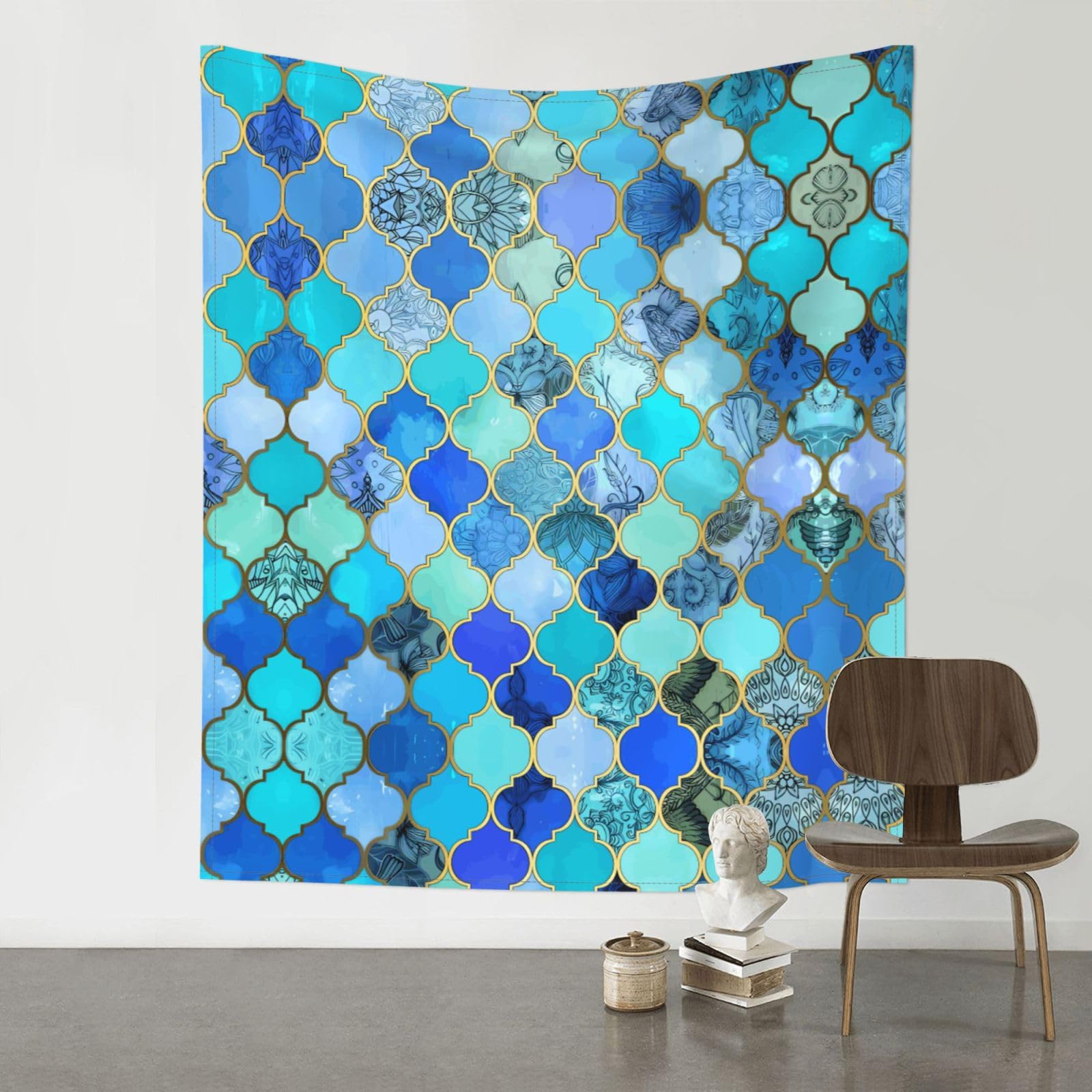 WHJSSF Lattice Prints Wall Tapestry 60x51in - Boho Decor Throw for Bedroom, Dorm, Picnic & Outdoor Adventures