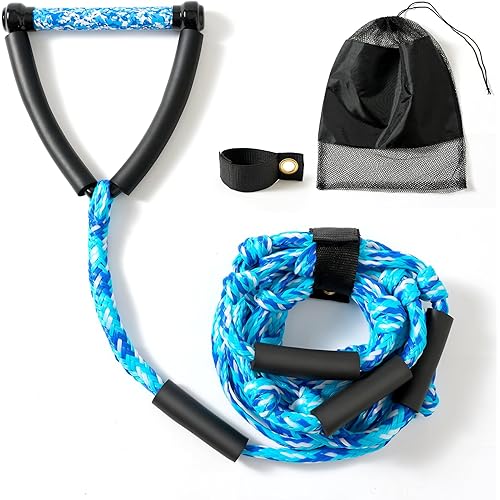 25 FT Wake Surf Rope for Boat, Floating Wakesurf Rope with Handle, 4 Sections Adjustable Wake Surfing Tow Ropes for Wakesurfing and Water Sports