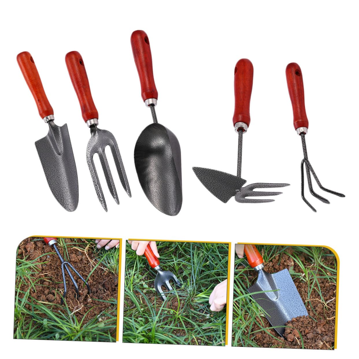 BESTonZON Set Outils de Jardinage et Portable avec Pelle Houe et Râteau Ergonomiques pour Plantes Fleurs et Légumes Pratique pour Jardin et Extérieur