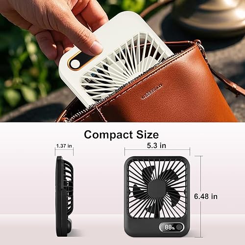 Miniatura 6 de Ventilador recargable USB con batería de 4000 mAh, ventilador de escritorio portátil de 6.5 pulgadas, ventilador personal plegable de 180, 6