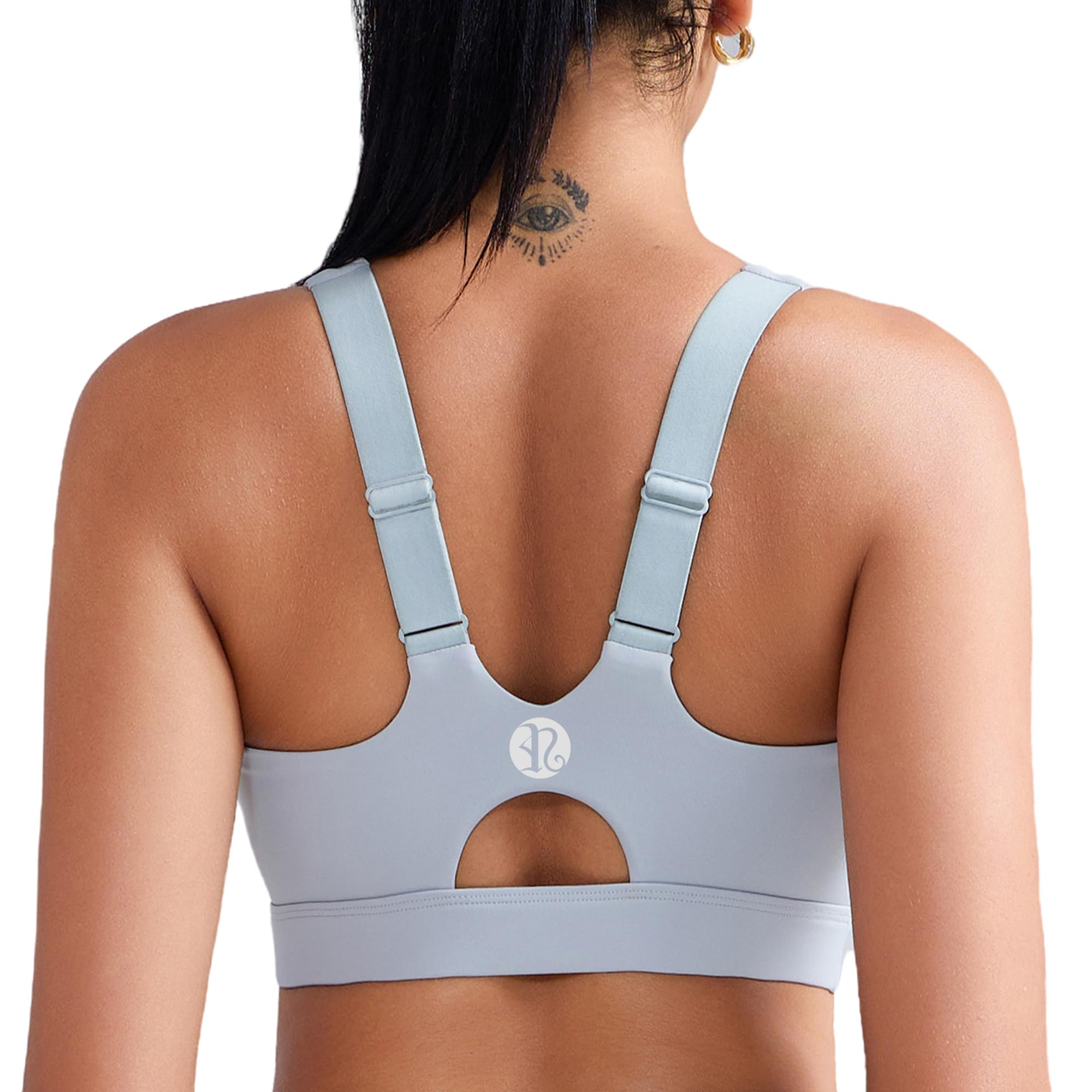RUNNING GIRL Sports Bras for Women High Support,Adjustable Molded Cup Sports Bra Racerback Workout Bra(WX3109_Grey_M)