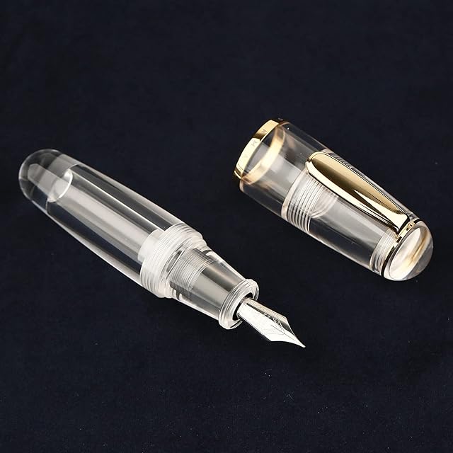 Asvine Majohn Q1 Clear Mini Eyedropper Fountain Pen, Resin Short Pocket Pen, Iridium Extra Fine Nib Large Capacity Writing Pen Case Set