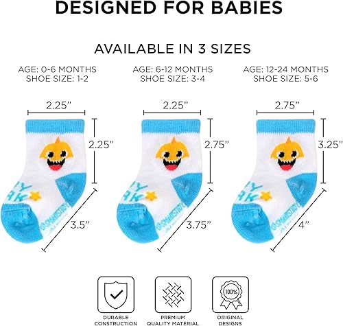 Vista 5 de Pinkfong Nickelodeon Baby Shark - Calcetines para bebé (10 unidades)