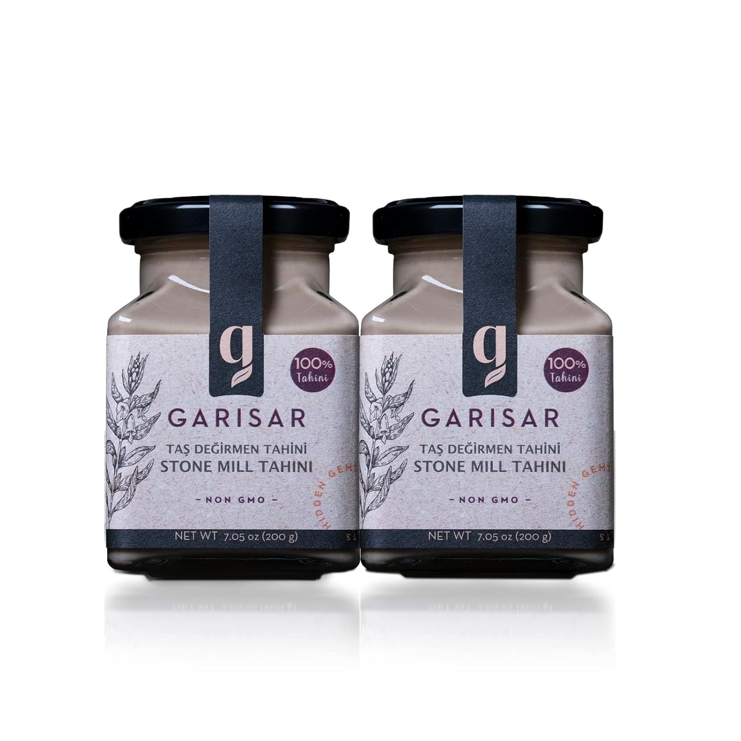 Garisar Stone Mill Sesame Tahini - 100% Turkish Whole Sesame Tahini, Non-GMO, Nut-Free, No Additives, Keto, Tahini for Dubai Chocolate, Tahini Sauce, Tahini Paste for Hummus 7.05OZ (Pack of 6)