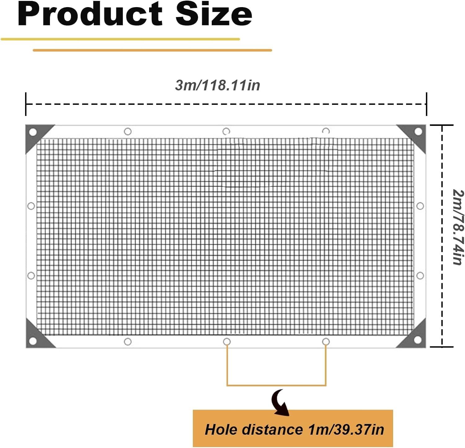 Plant Garden Shading Net 90% Sunblock Shade Cloth Sun Shade Net With Holes Shade Mesh Tarp HDPE Awning Sun Shade Sail Privacy Protective Screens For Cars, Dogs, Outdoor, RV, Patio(Size:2m*4m)