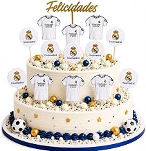 13 Real Madrid Cake Toppers for Cakes and Cupcakes, Real Madrid Birthday Decoration, Happy Birthday Topper, Football Cake Decoration, Children's Party (Top Shirts)