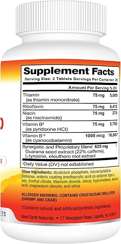 Miniatura 3 de Best Earth Naturals Fórmula de despertar, suplemento de energía de liberación retardada de 40 unidades