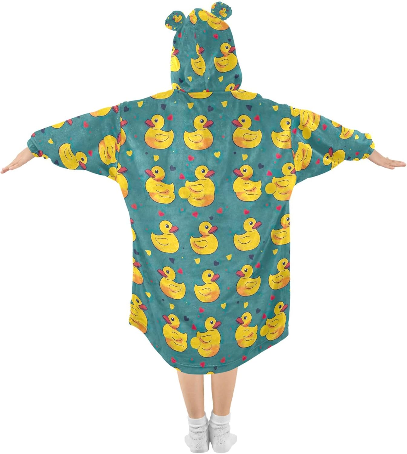 Little Yellow Duck Cute Animal Kids Wearable Blanket Hoodie and Sleeves for Toddlers Cute Hoodies Girls Boys