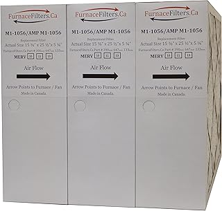 M1-1056 MERV 10 Replacement Filter. Actual Size 15 3/8" x 25 1/2" x 5 1/4." Case of 3 Manufactured in Canada by FurnaceFilters.Ca