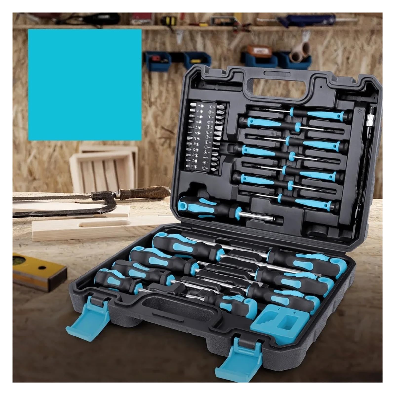 Juego de destornilladores magnéticos 43 piezas en combinación herramientas manuales azules